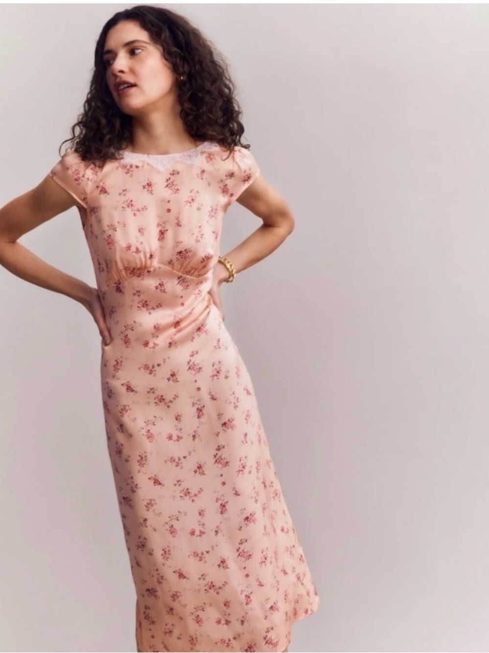 Reformation Lucas silk dress Pink Floral Slip Dress size 10 perfect condition